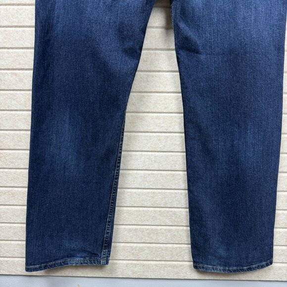 Levis 505 Mens Regular Fit Straight Leg Jeans Dark Blue Denim 42x30 - Picture 6 of 16